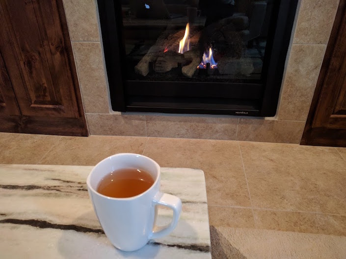 Tea cup by fire