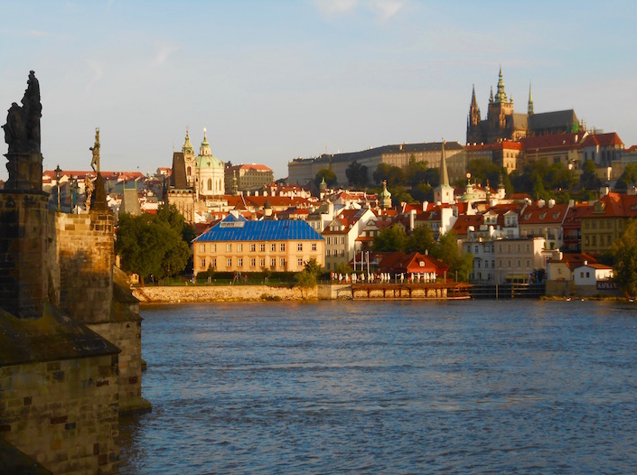 Bridge and Cathedral in Prague sunset