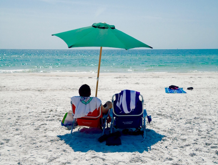 two chairs under umbrella on beach