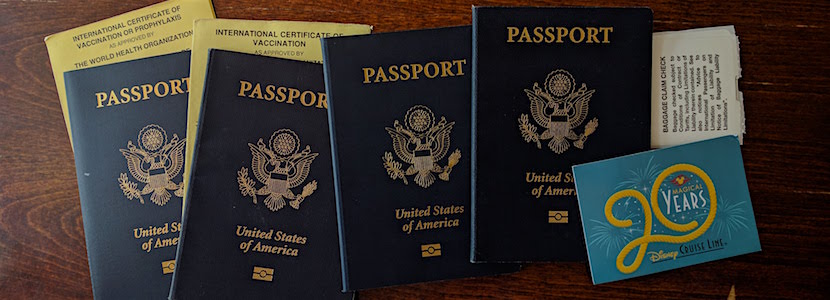 4 passports, baggage claim check