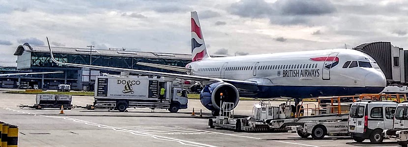 British Airways plane at gate